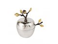 Yair Emanuel Apple Shaped Honey Dish, Hammered Stainless Steel with Gold Details