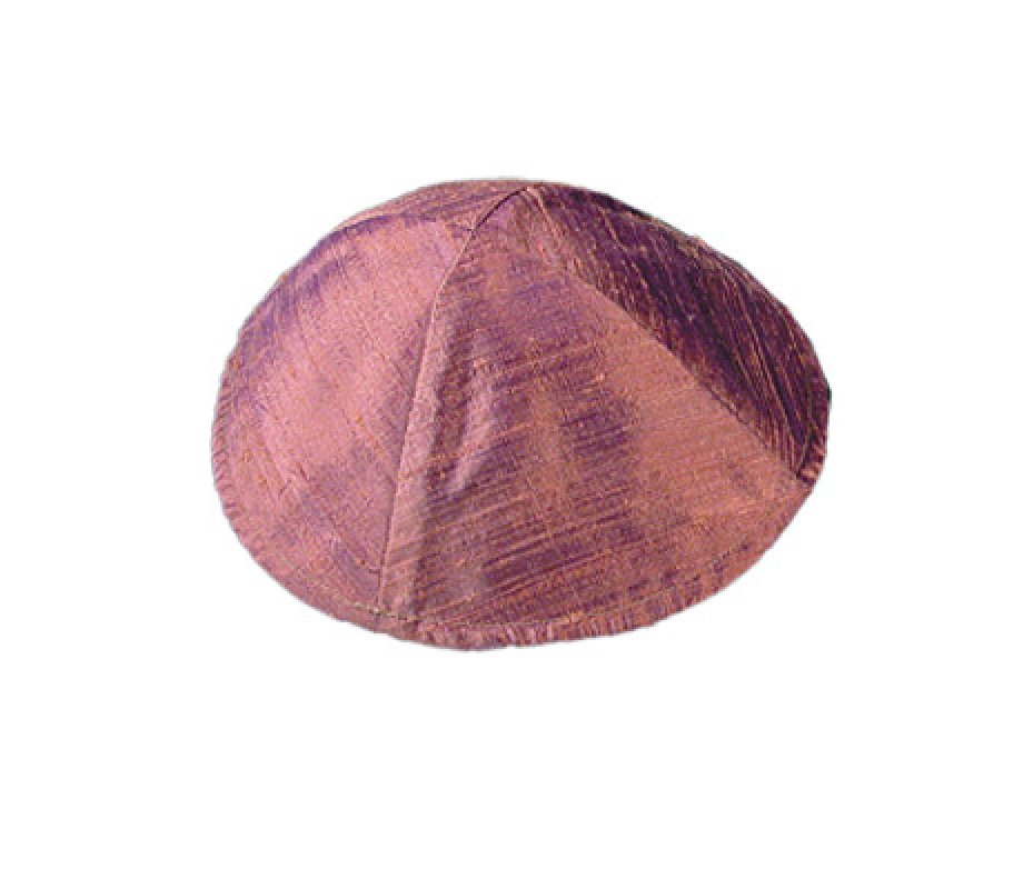 Yair Emanuel Basic Raw Silk Kippah - Burgundy