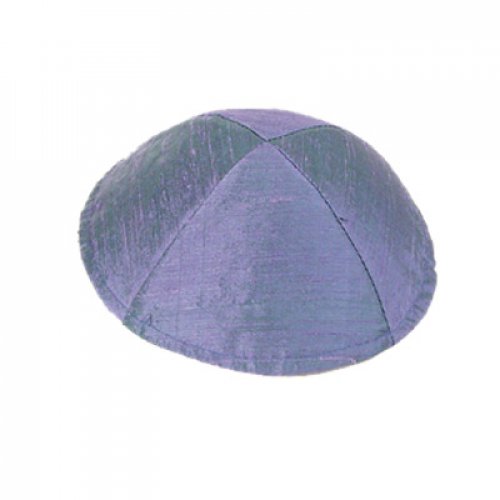Yair Emanuel Basic Raw Silk Kippah, Blue-Violet