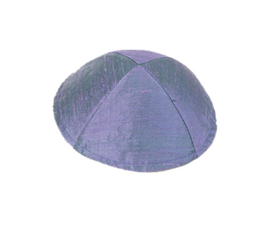 Yair Emanuel Basic Raw Silk Kippah, Blue-Violet