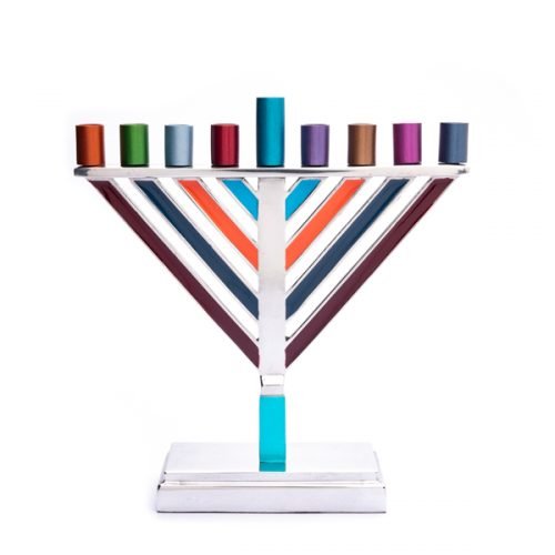 Yair Emanuel Chabad Chanukah Menorah, Multicolored - 7 Inches High