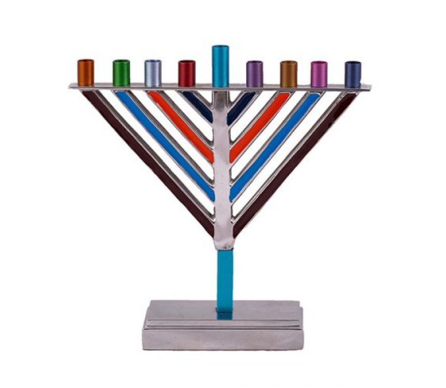 Yair Emanuel Chabad Chanukah Menorah, Multicolored - 8.5 Inches High