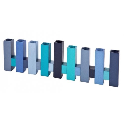 Yair Emanuel Chanukah Menorah Standing Pillar Design - Blue