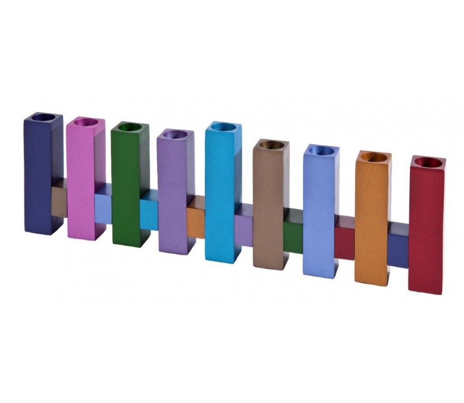 Yair Emanuel Chanukah Menorah Standing Pillar Design - Multicolored