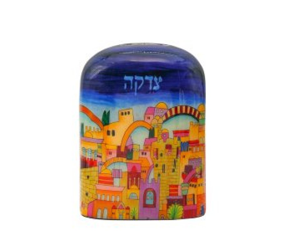 Yair Emanuel Charity Tzedakah Box, Arch Shape – Colorful Jerusalem Design