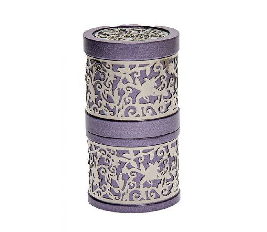 Yair Emanuel Compact Havdalah Spice Box & Candle Holder, Cutout Design - Purple