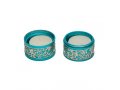 Yair Emanuel Compact Travelling Candlesticks, Cutout Pomegranates - Turquoise