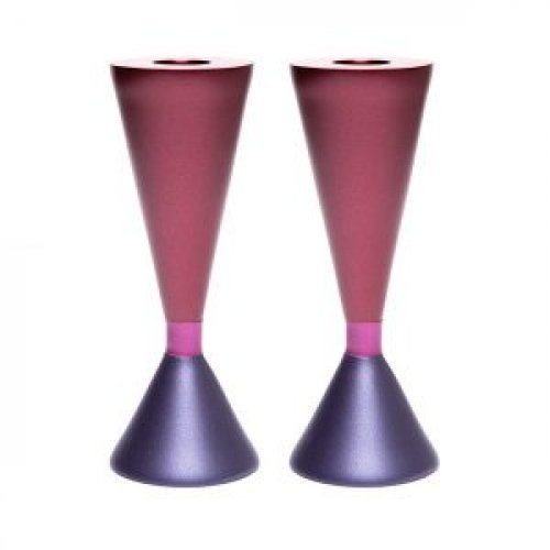 Yair Emanuel Cone Candlesticks, Two Sided and Two Colored - Choice of Colors