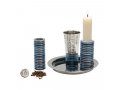 Yair Emanuel Contemporary 4-Piece Havdalah Set, Stacked Discs - Blue