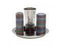 Yair Emanuel Contemporary 4-Piece Havdalah Set, Stacked Discs - Colored