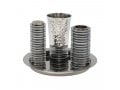 Yair Emanuel Contemporary 4-Piece Havdalah Set, Stacked Discs - Gray