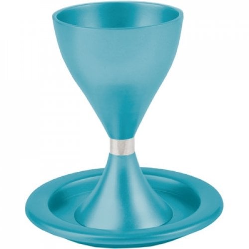Yair Emanuel Contemporary Style Aluminum Kiddush Cup and Plate