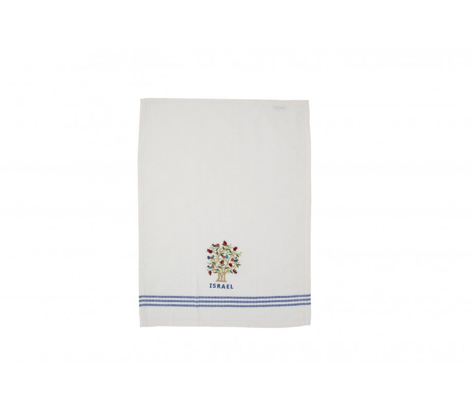 Yair Emanuel Dish Towel, Embroidered Pomegranate Tree - Colorful