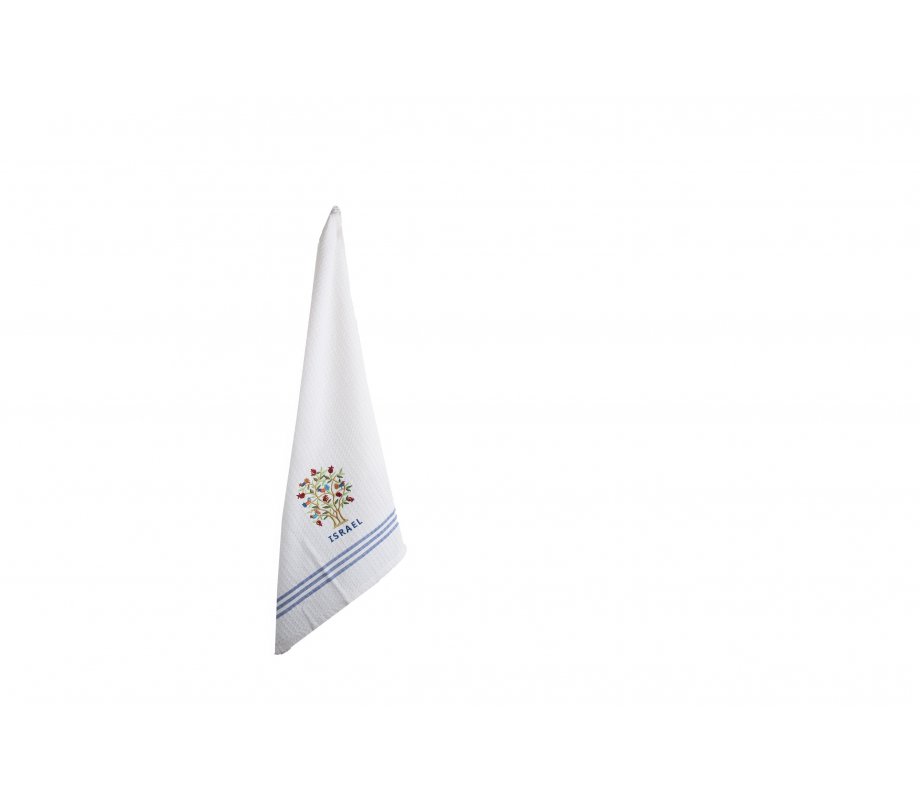 Yair Emanuel Dish Towel, Embroidered Pomegranate Tree - Colorful