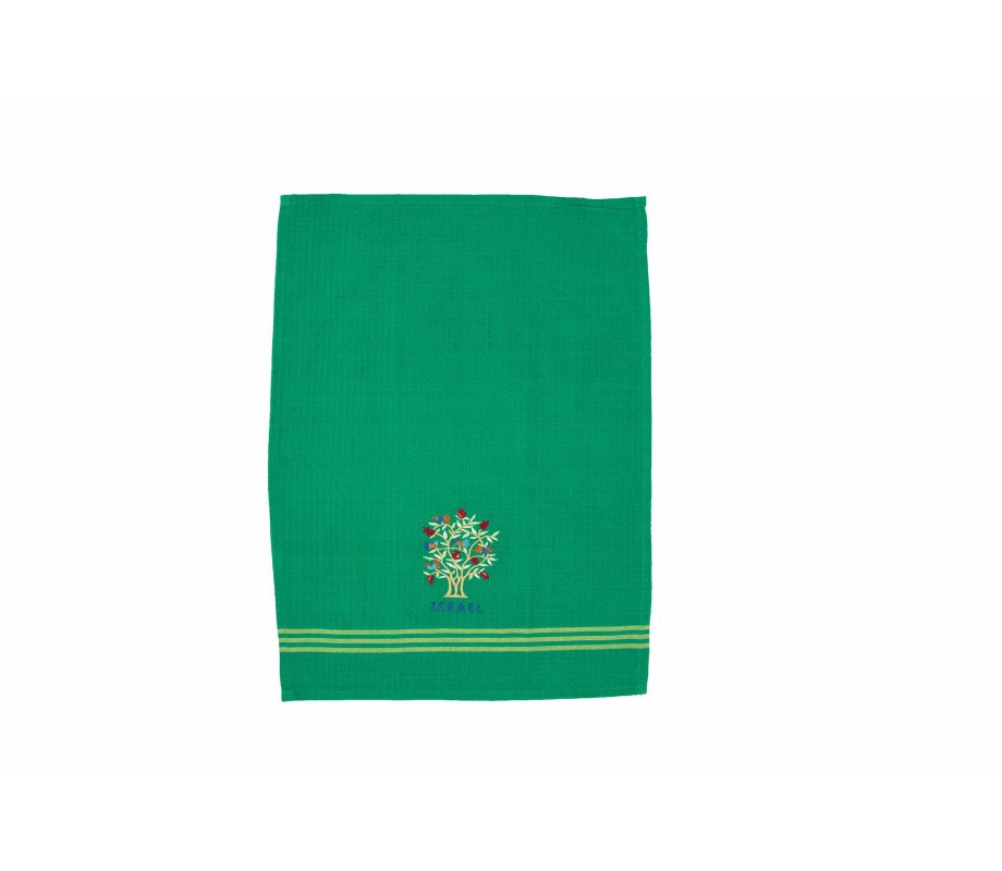 Yair Emanuel Dish Towel, Embroidered Pomegranate Tree - Green