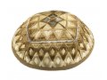 Yair Emanuel Embroidered Silk Cotton Tallit, Squares Design - Gold
