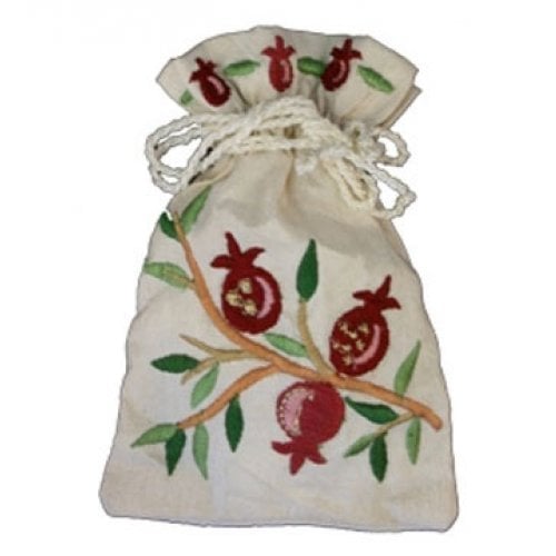 Yair Emanuel Embroidered Silk Havdalah Spice Bag with Cloves - Pomegranates