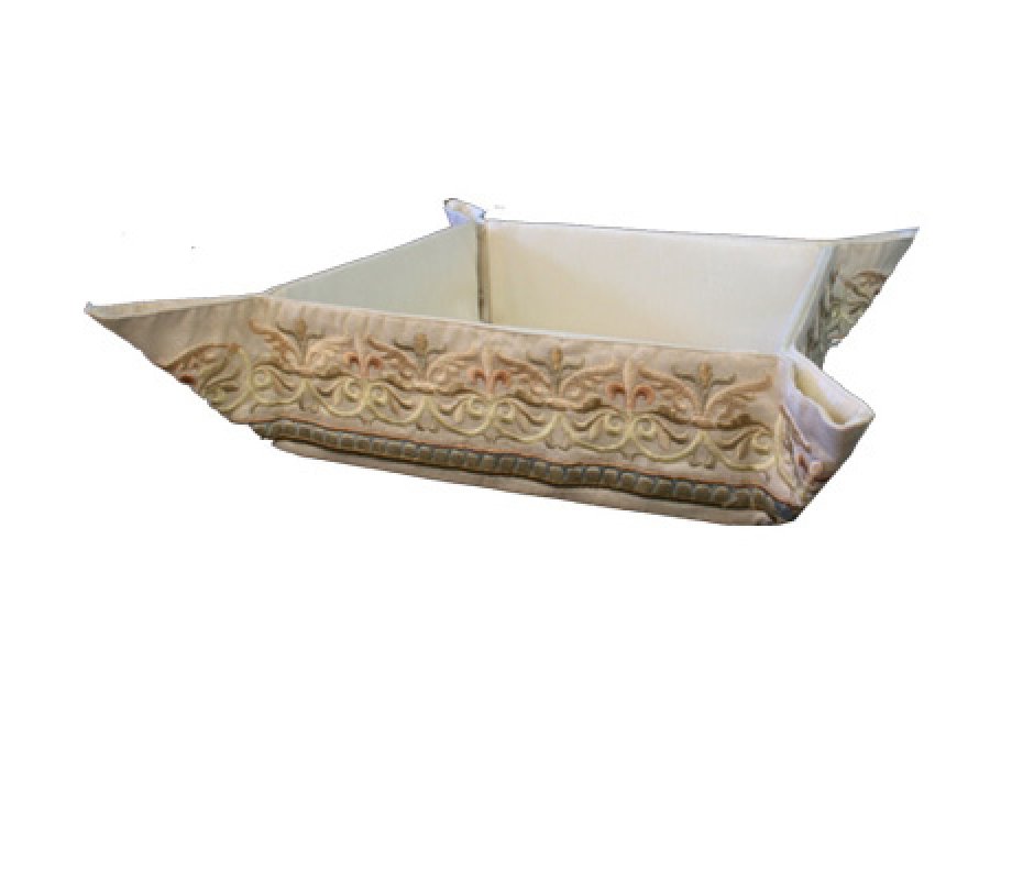 Yair Emanuel Embroidered Silk Matzah or Bread Basket - Gold Design