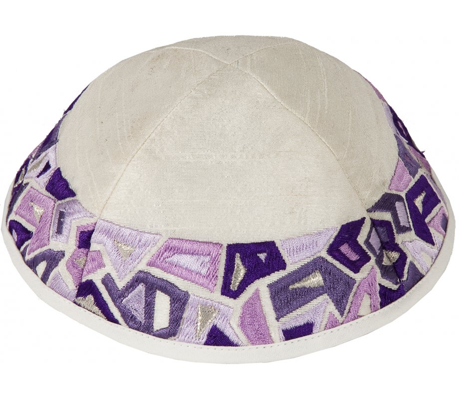 Yair Emanuel Embroidered Star of David Mosaic Tallit Set - Purple