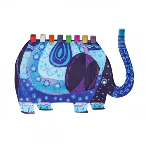 Yair Emanuel Fun Chanukah Menorah, Elephant - Different Design on the Reverse