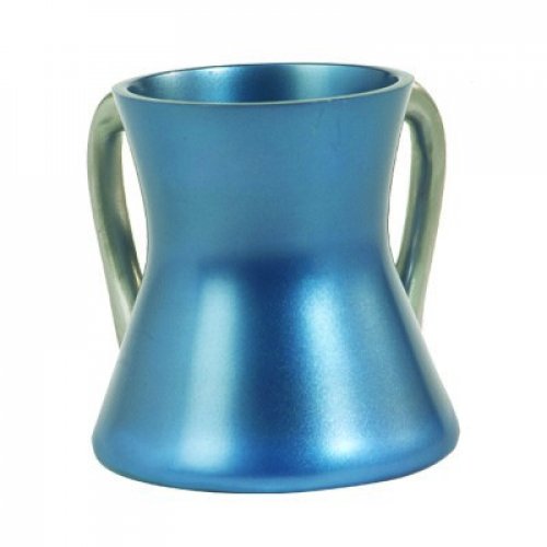 Yair Emanuel Gleaming Aluminum Small Hourglass Wash Cup - Blue