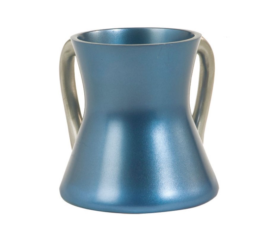 Yair Emanuel Gleaming Aluminum Small Hourglass Wash Cup - Blue