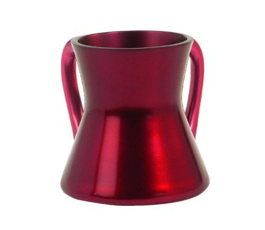 Yair Emanuel Gleaming Aluminum Small Hourglass Wash Cup - Burgundy
