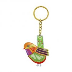 Yair Emanuel, Gold Key Chain – Colorful Bird Decoration
