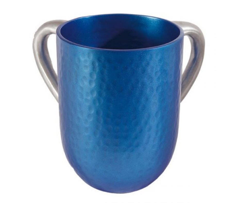 Yair Emanuel Hammered Aluminum Netilat Yadayim Wash Cup - Blue