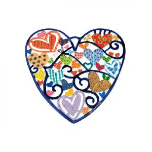 Yair Emanuel Hand Painted Heart Shape Wall Hanging - Hearts, Two Sizes