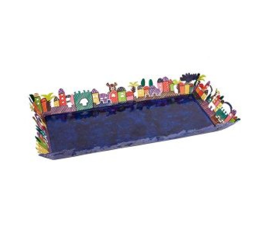 Yair Emanuel Hand Painted Serving Tray – Cutout Jerusalem Views