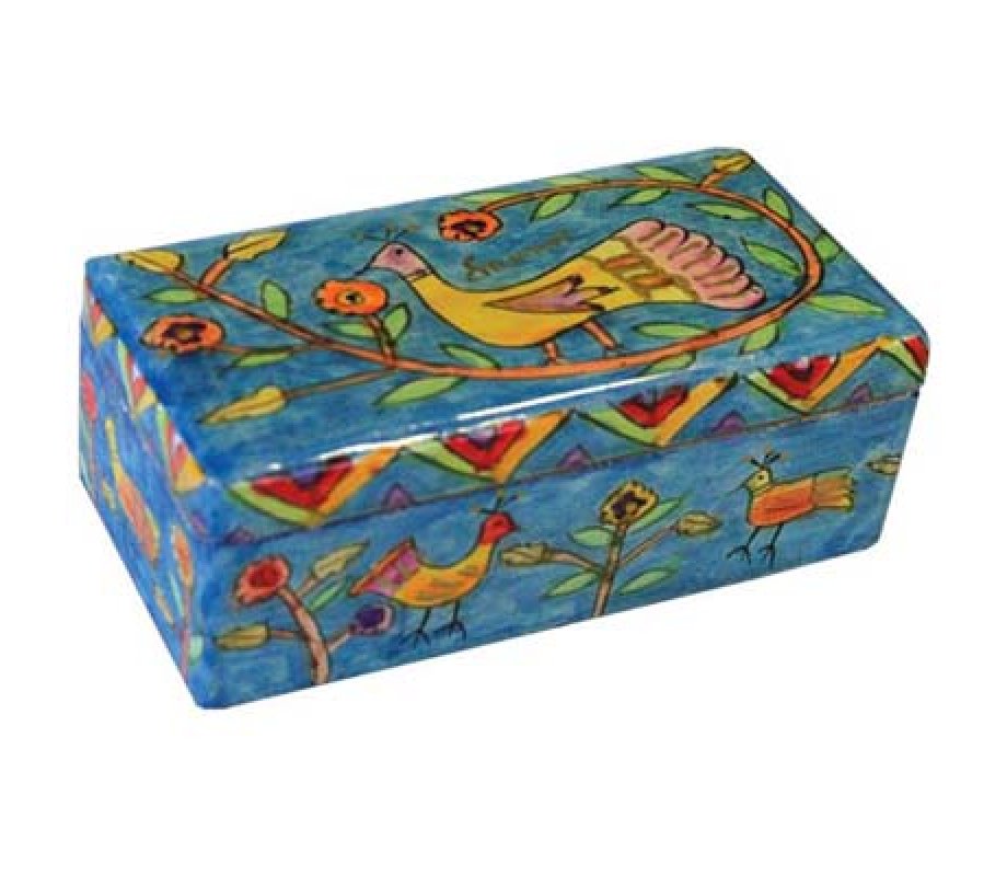 Yair Emanuel Hand Painted Shabbat Travel Candlesticks in Wood Box - Forest Scene