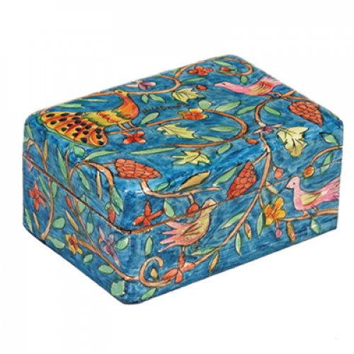 Yair Emanuel Hand Painted Small Wood Jewelry Box - Pastoral