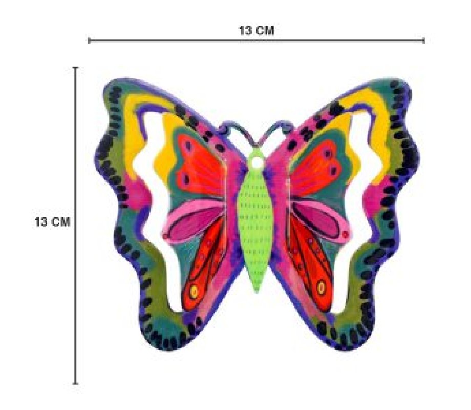 Yair Emanuel Hand Painted Wall Decor, Colorful Butterfly - 5.1
