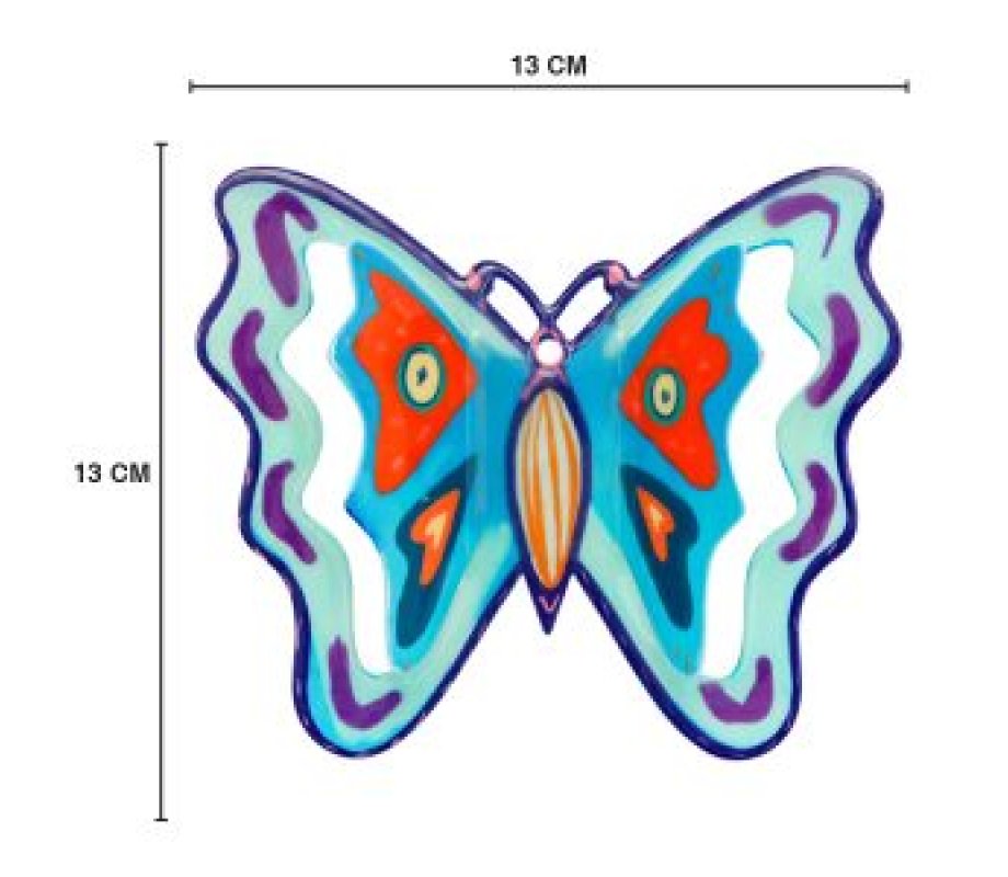 Yair Emanuel Hand Painted Wall Decor, Colorful Butterfly - Height 5.1