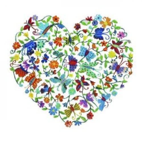 Yair Emanuel Hand Painted Wall Decoration, Heart with Butterflies  7