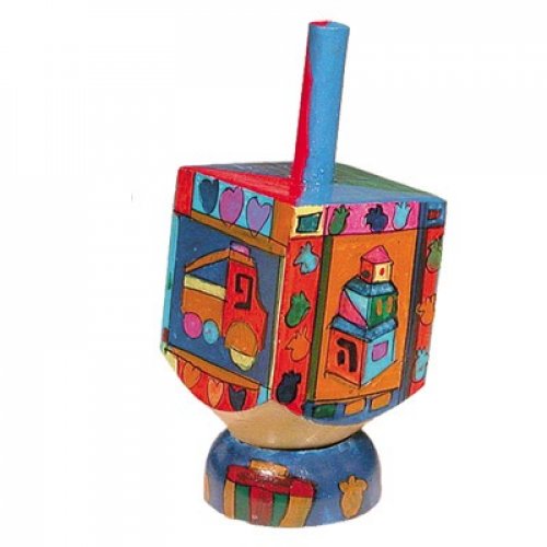 Yair Emanuel Hand Painted Wood Dreidel with Stand Small - Childrens Images