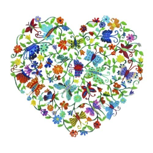 Yair Emanuel Heart Shaped Colorful Wall Decoration, Butterflies - 6.6 High