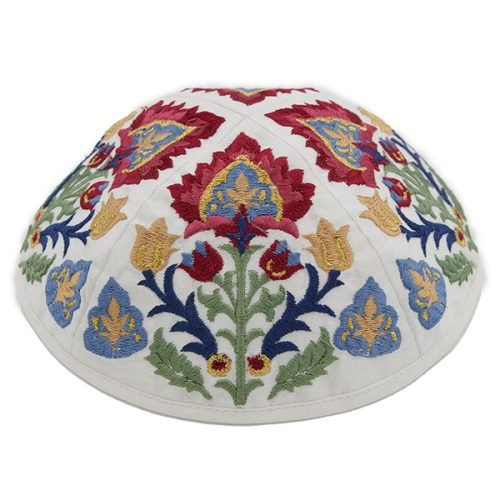 Yair Emanuel Kippah  Embroidered Multicolor Oriental Design