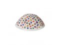 Yair Emanuel Kippah for Children – Colorful Embroidered Alef Bet on White