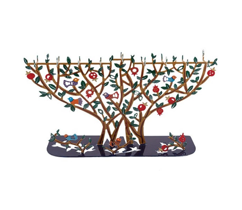 Yair Emanuel Laser Cut Chanukah Menorah for Tea Lights - Live Pomegranates