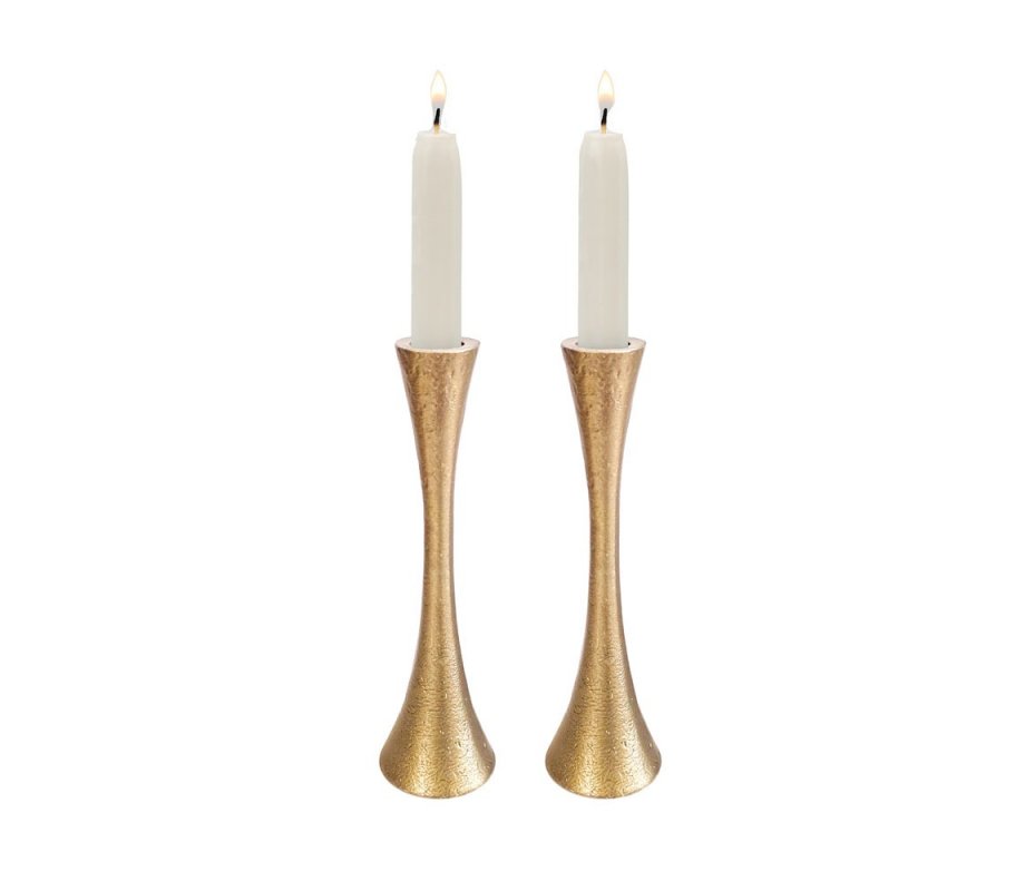 Yair Emanuel Medium Matte Brass Candlesticks