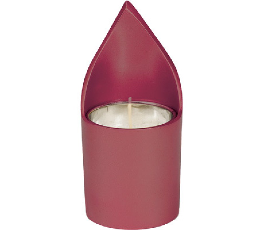Yair Emanuel Metal Yahrzeit Memorial Candle Holder - Flame Shaped
