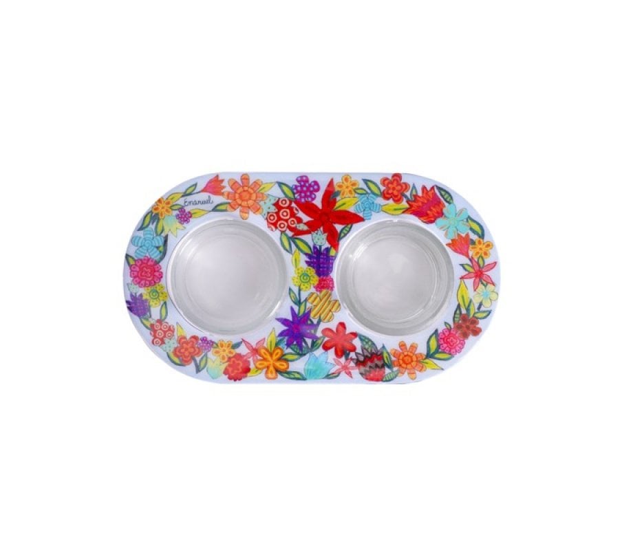 Yair Emanuel Metal and Glass Candle Holders for Tea Lights - Floral