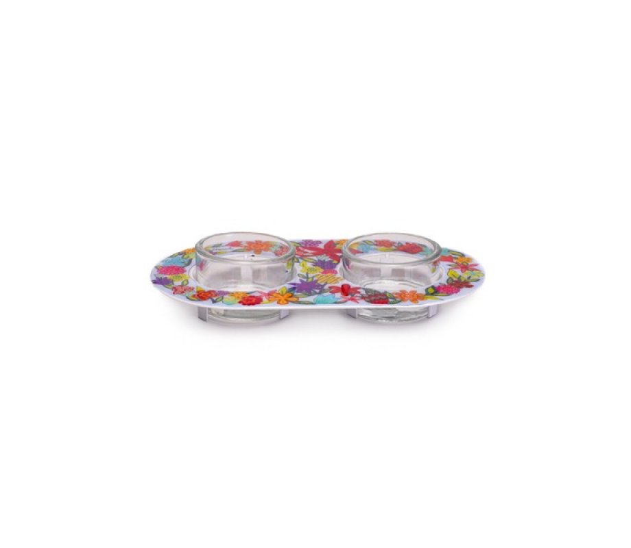 Yair Emanuel Metal and Glass Candle Holders for Tea Lights - Floral