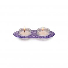 Yair Emanuel Metal and Glass Candle Holders for Tea Lights - White Flowers