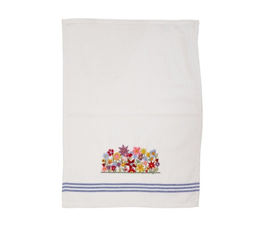 Yair Emanuel Netilat Yadayim Towel, Embroidered Colorful Flowers