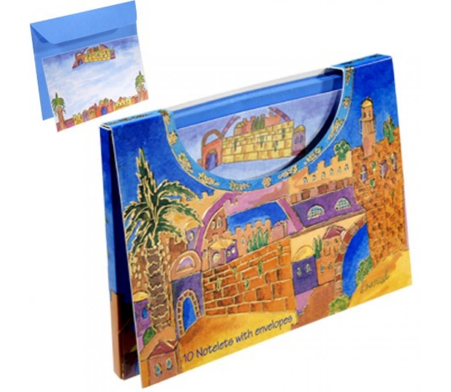 Yair Emanuel Notelets and Matching Envelopes in Folder - Golden Jerusalem