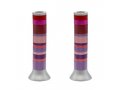 Yair Emanuel Pillar Candlesticks with Full Decorative Rings  Choice of Colors