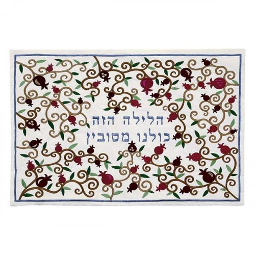 Yair Emanuel Pillow Cover for Passover Seder Night- Ruby Pomegranate Swirls
